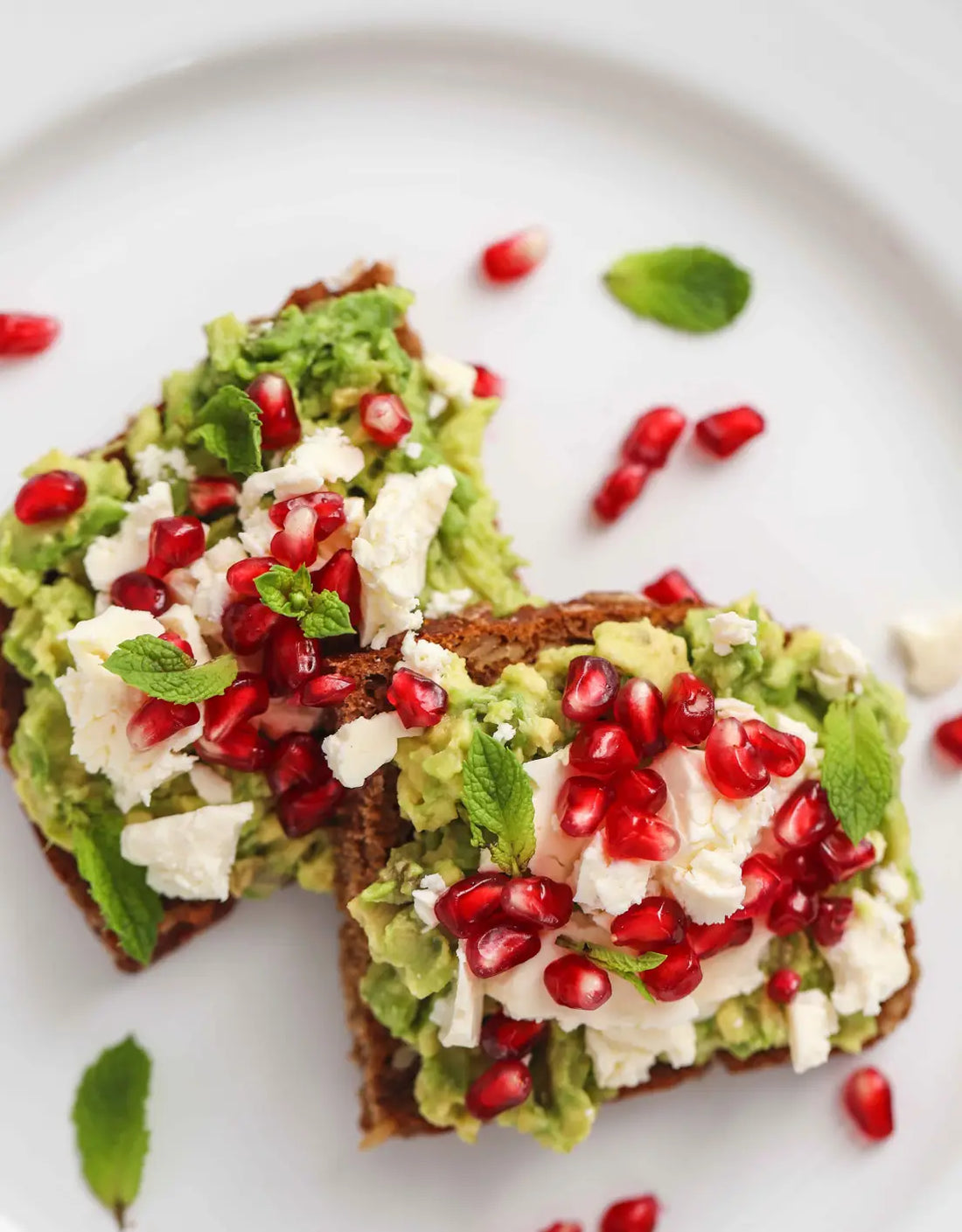 Avocado Feta Toast with Pomegranate and Mint