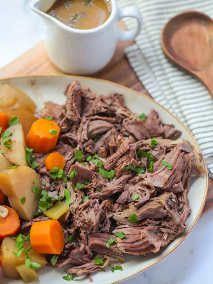Classic Beef Pot Roast with Carrots, Potatos and Gravy