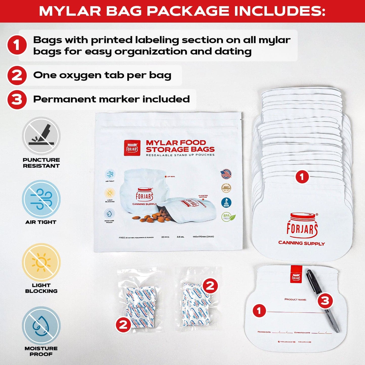 Forjars® 50 count 64oz Mylar Bags