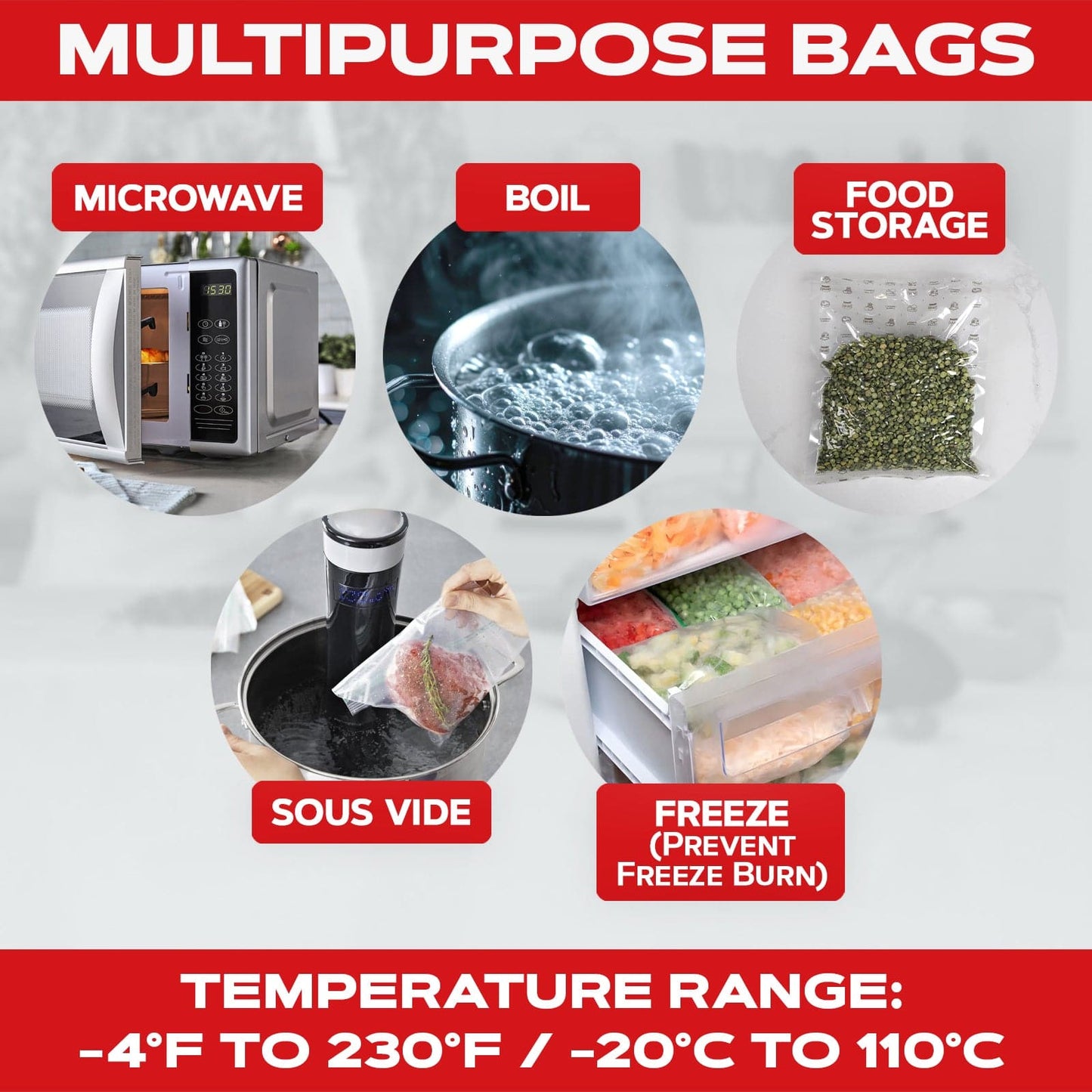 Forjars® 100 Count 8x12 Vacuum Sealer Bags - Textured on Both Sides, 7.5 Mil Thickness