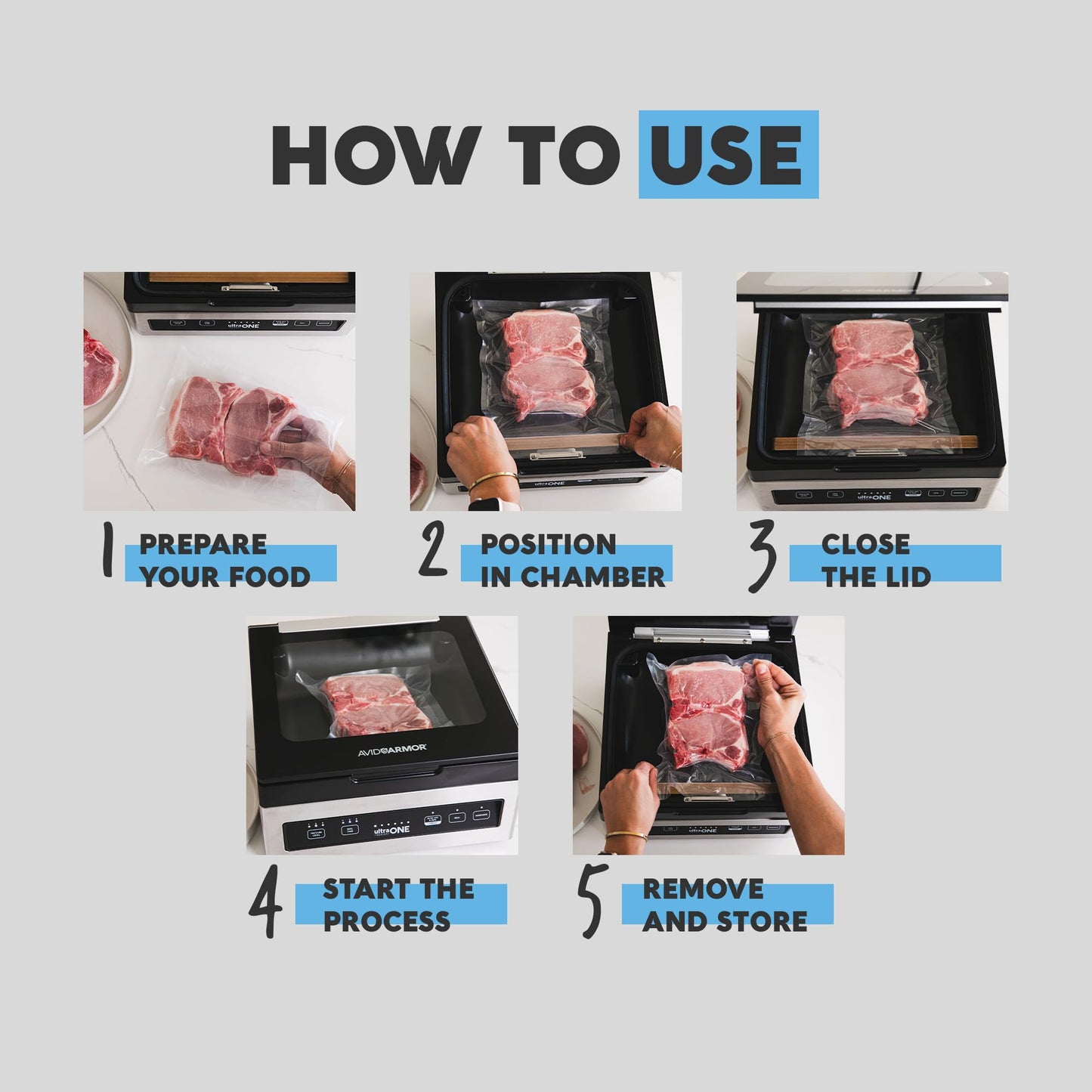 Chamber Vacuum Sealer Machine USV1 Ultra SeriesONE Food Sealer for Wet Foods Meat Sealers Packing Machine Compact