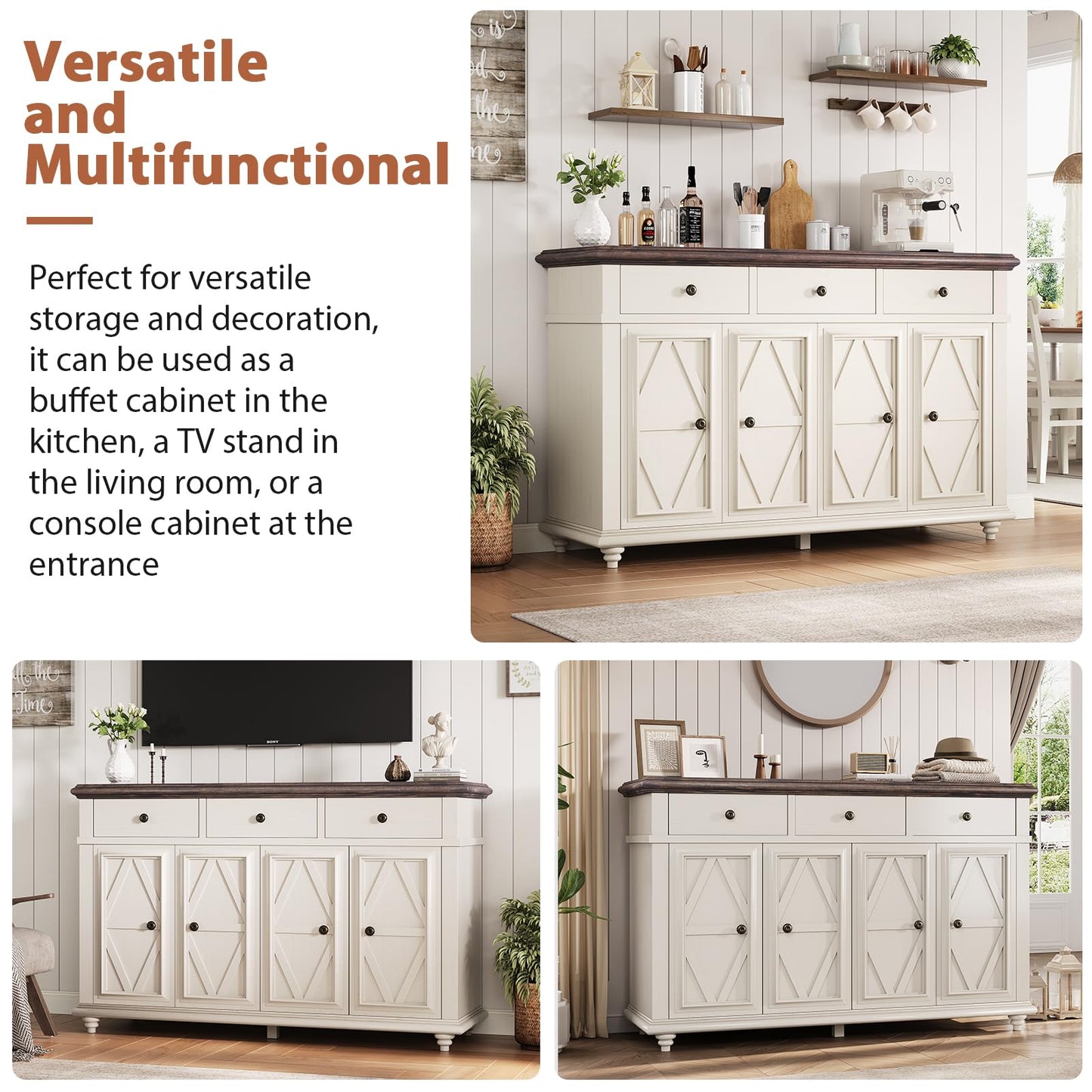 Farmhouse Buffet Cabinet with Storage Sideboard Cabinet Buffet Cabinet Sideboard Buffet Cabinet with Storage Large Wood