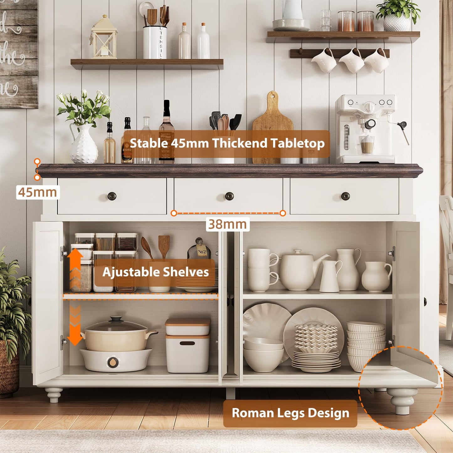 Farmhouse Buffet Cabinet with Storage Sideboard Cabinet Buffet Cabinet Sideboard Buffet Cabinet with Storage Large Wood