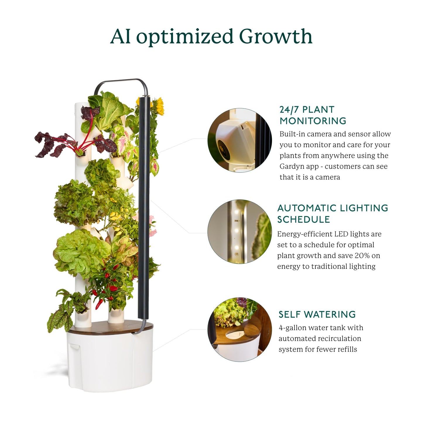 Gardyn Studio Hydroponics Growing System Kit & Vertical Indoor Garden Planter | Smart Herb Garden | Includes 16 Non-GMO