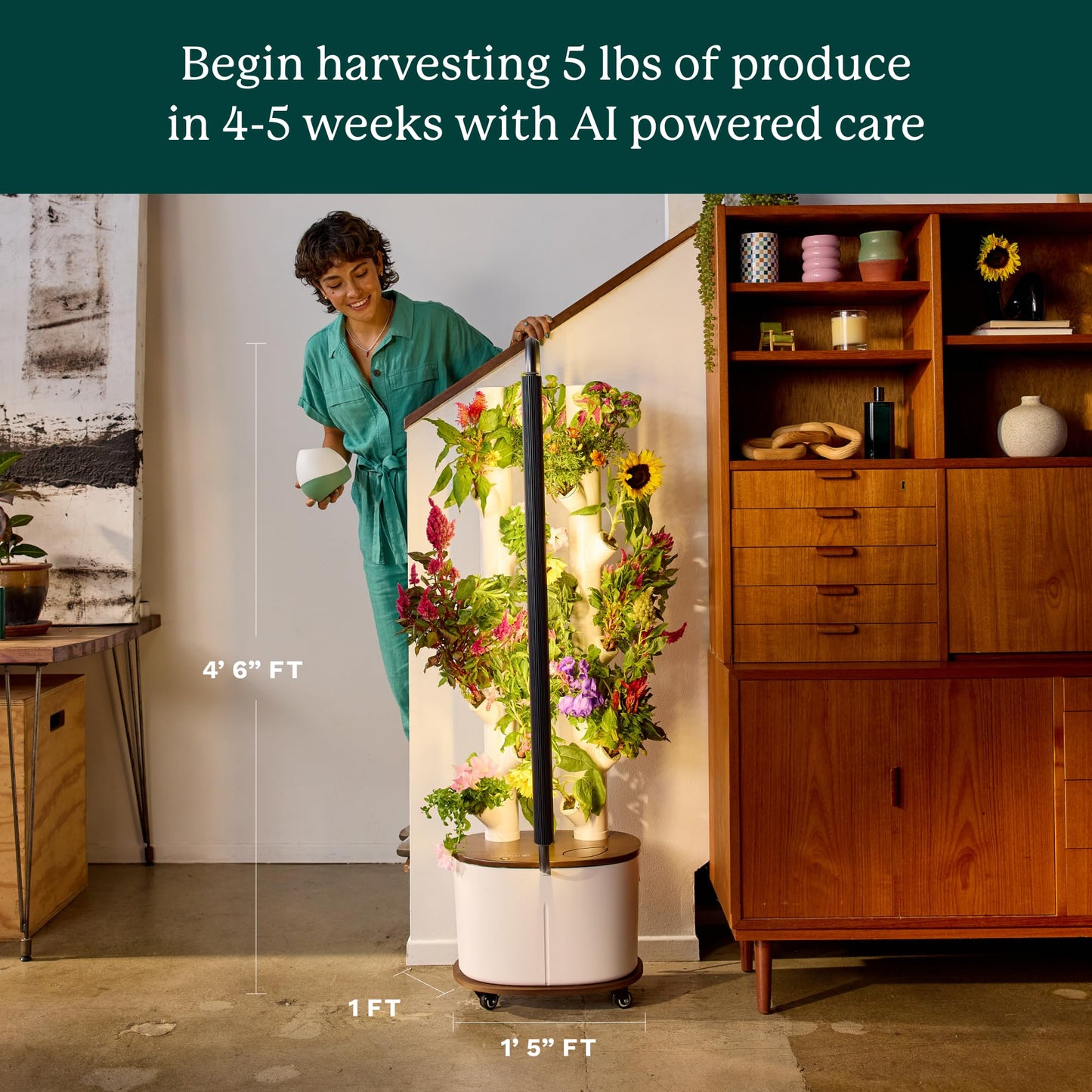 Gardyn Studio Hydroponics Growing System Kit & Vertical Indoor Garden Planter | Smart Herb Garden | Includes 16 Non-GMO