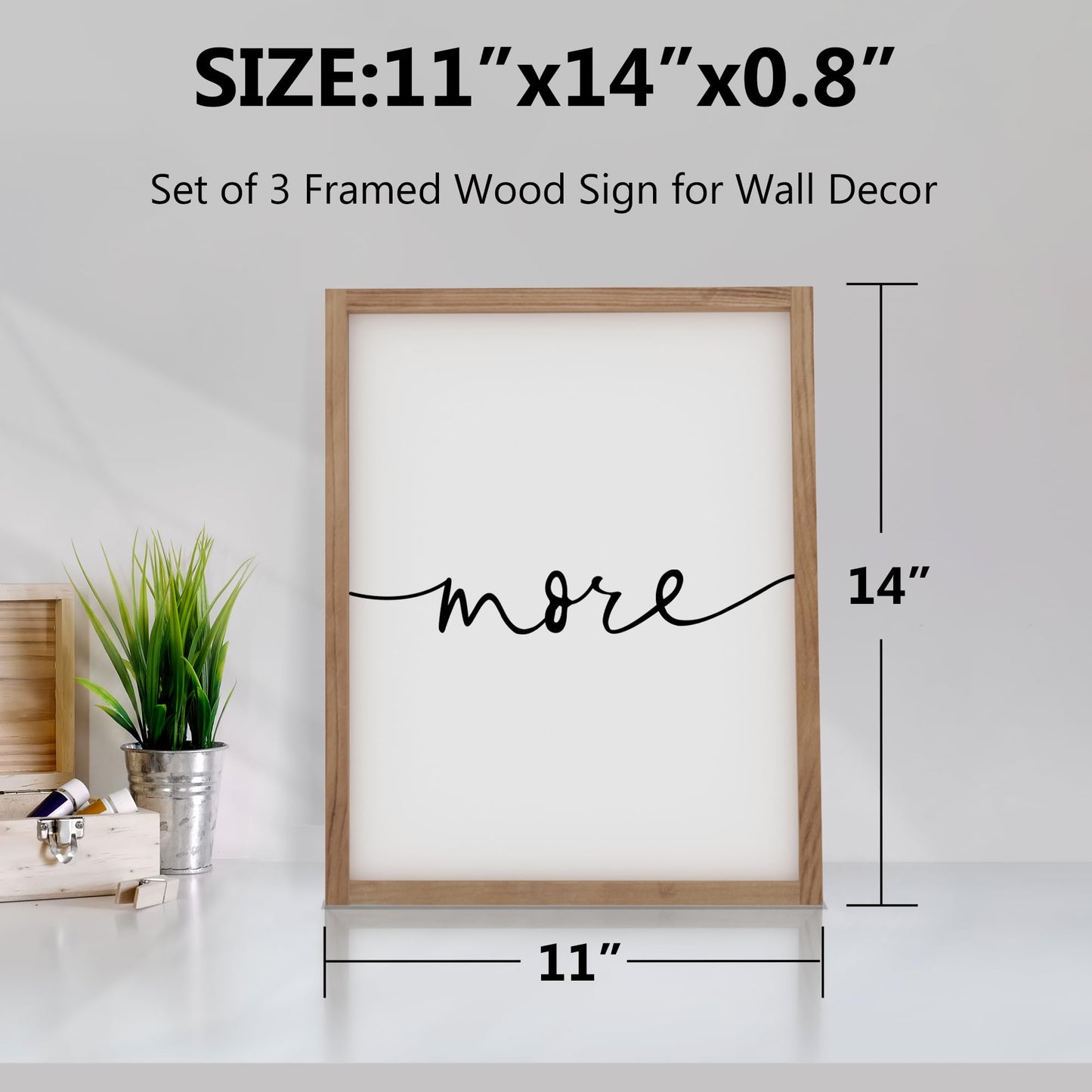 Heiple Love You More Sign Set of 3 Framed Above Bed Wall Decor Farmhouse Bedroom Decor Wood Wall Art Rustic Master