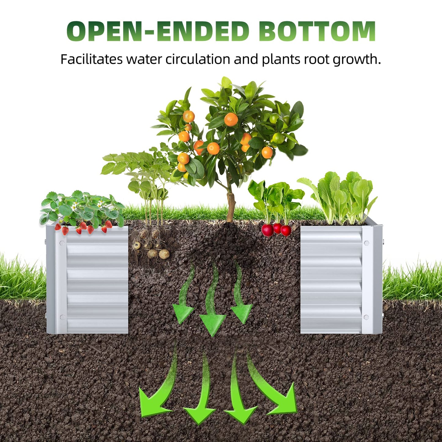 Highpro Raised Garden Beds 3×3×1ft Galvanized Metal Planter Boxes for Herbs Vegetables Flowers and Succulents Silver