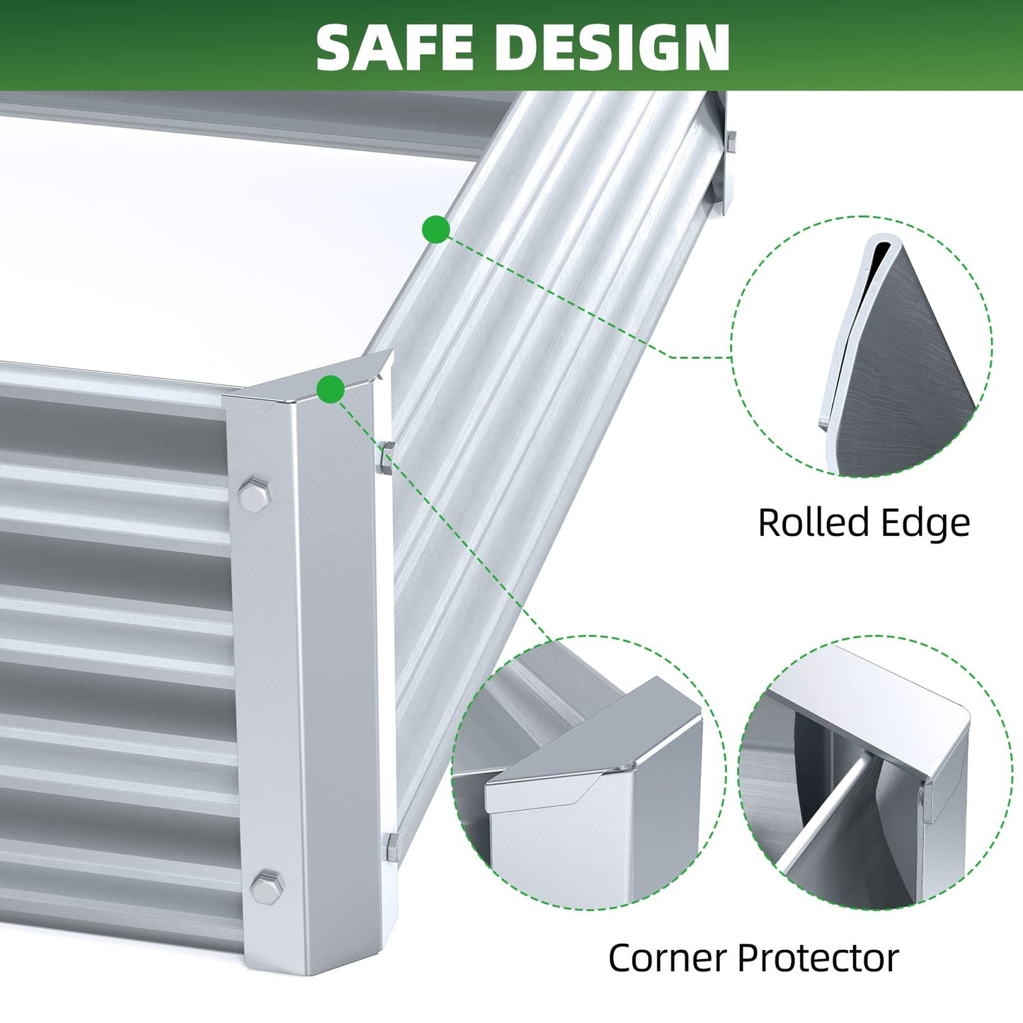 Highpro Raised Garden Beds 3×3×1ft Galvanized Metal Planter Boxes for Herbs Vegetables Flowers and Succulents Silver