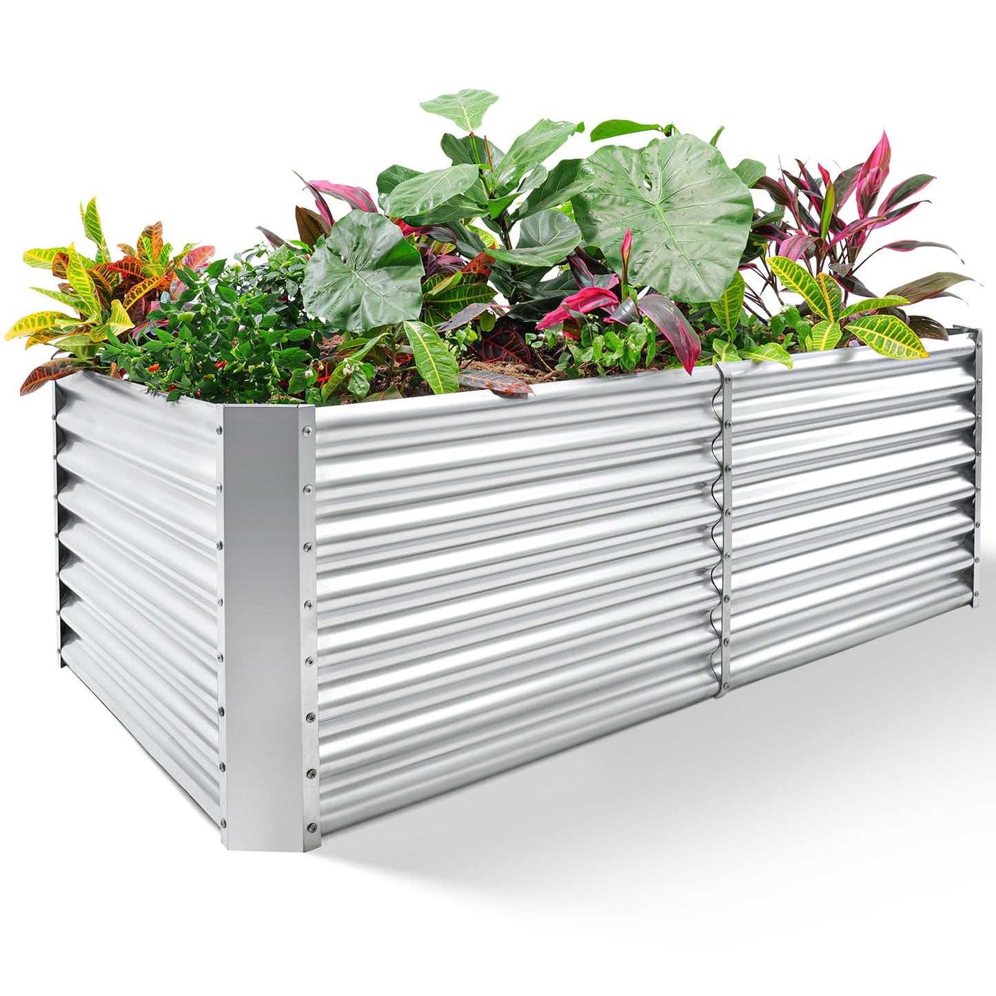 Land Guard 8×4×2 ft Galvanized Raised Garden Bed Kit Galvanized Planter Raised Garden Boxes Outdoor Large Metal Raised