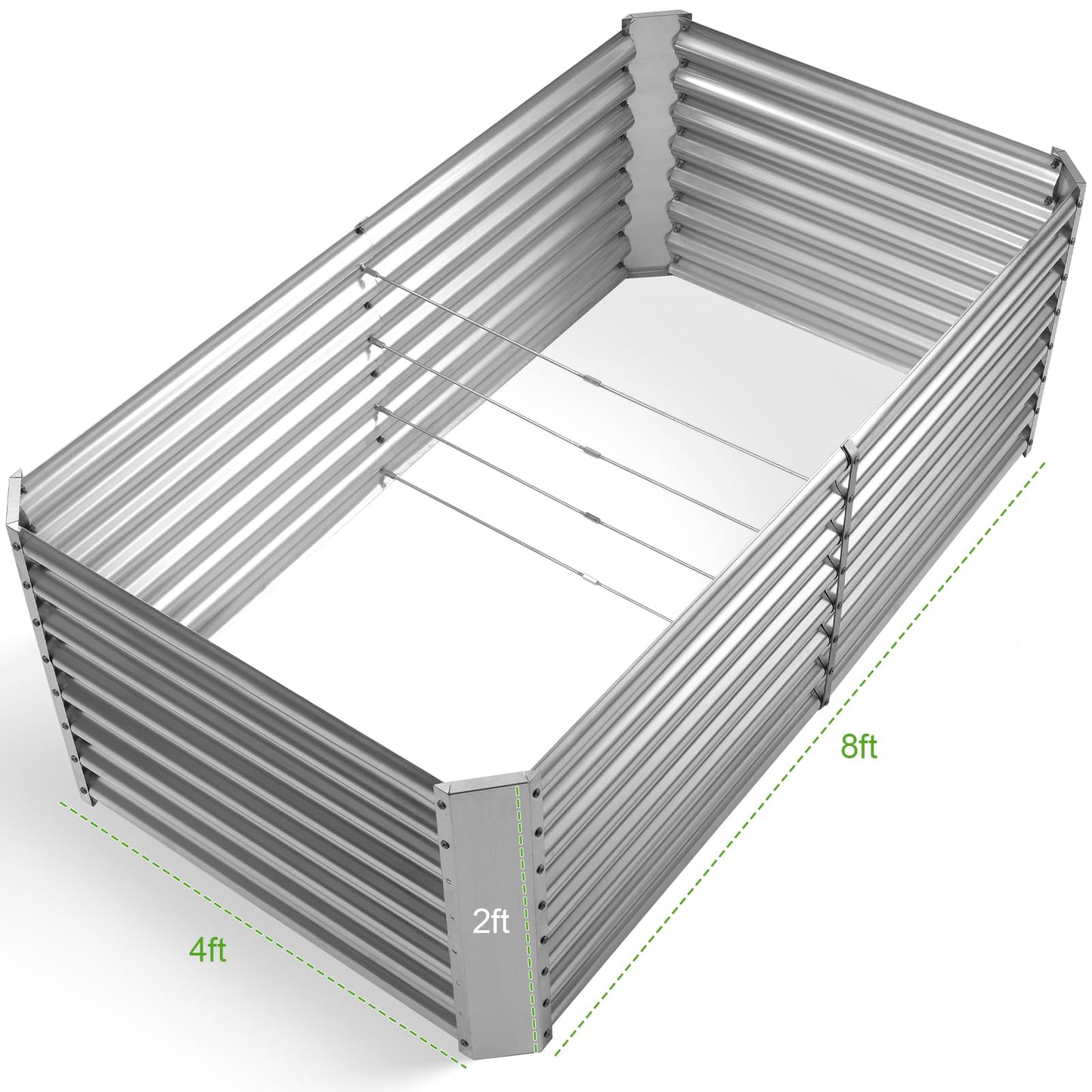 Land Guard 8×4×2 ft Galvanized Raised Garden Bed Kit Galvanized Planter Raised Garden Boxes Outdoor Large Metal Raised