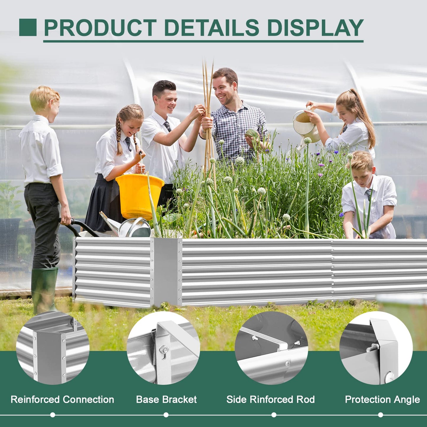Land Guard 8×4×2 ft Galvanized Raised Garden Bed Kit Galvanized Planter Raised Garden Boxes Outdoor Large Metal Raised