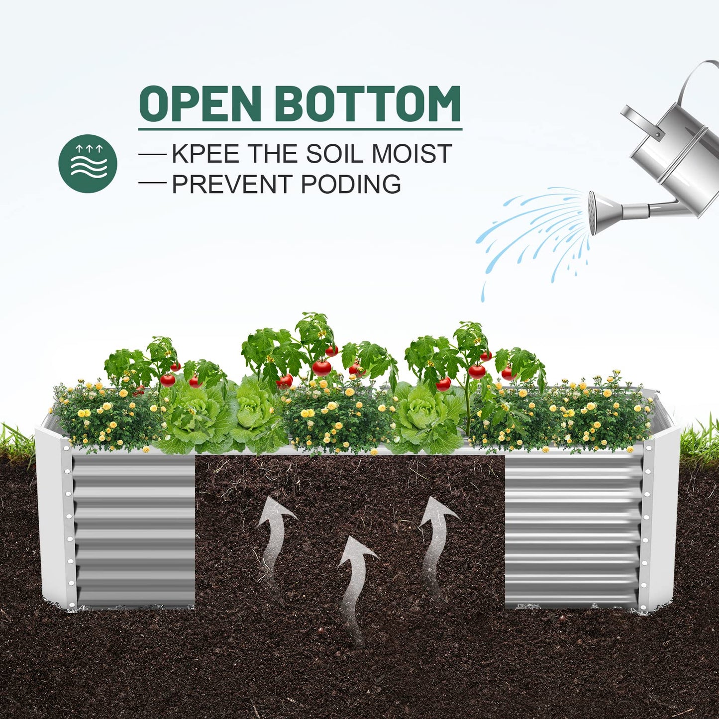 Land Guard 8×4×2 ft Galvanized Raised Garden Bed Kit Galvanized Planter Raised Garden Boxes Outdoor Large Metal Raised