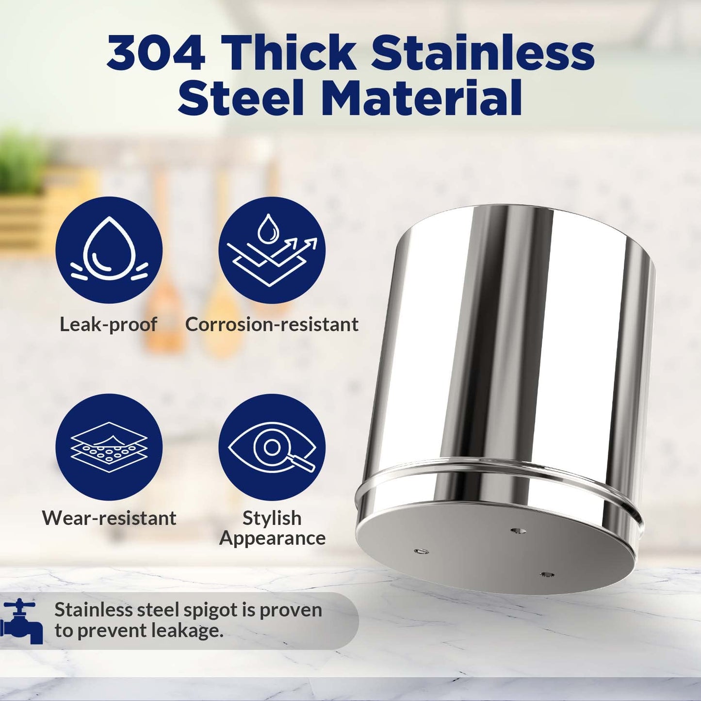 Membrane Solutions UV Countertop Water Filtration System Stainless Steel 2.25G Gravity Water Filter with 3 Pack