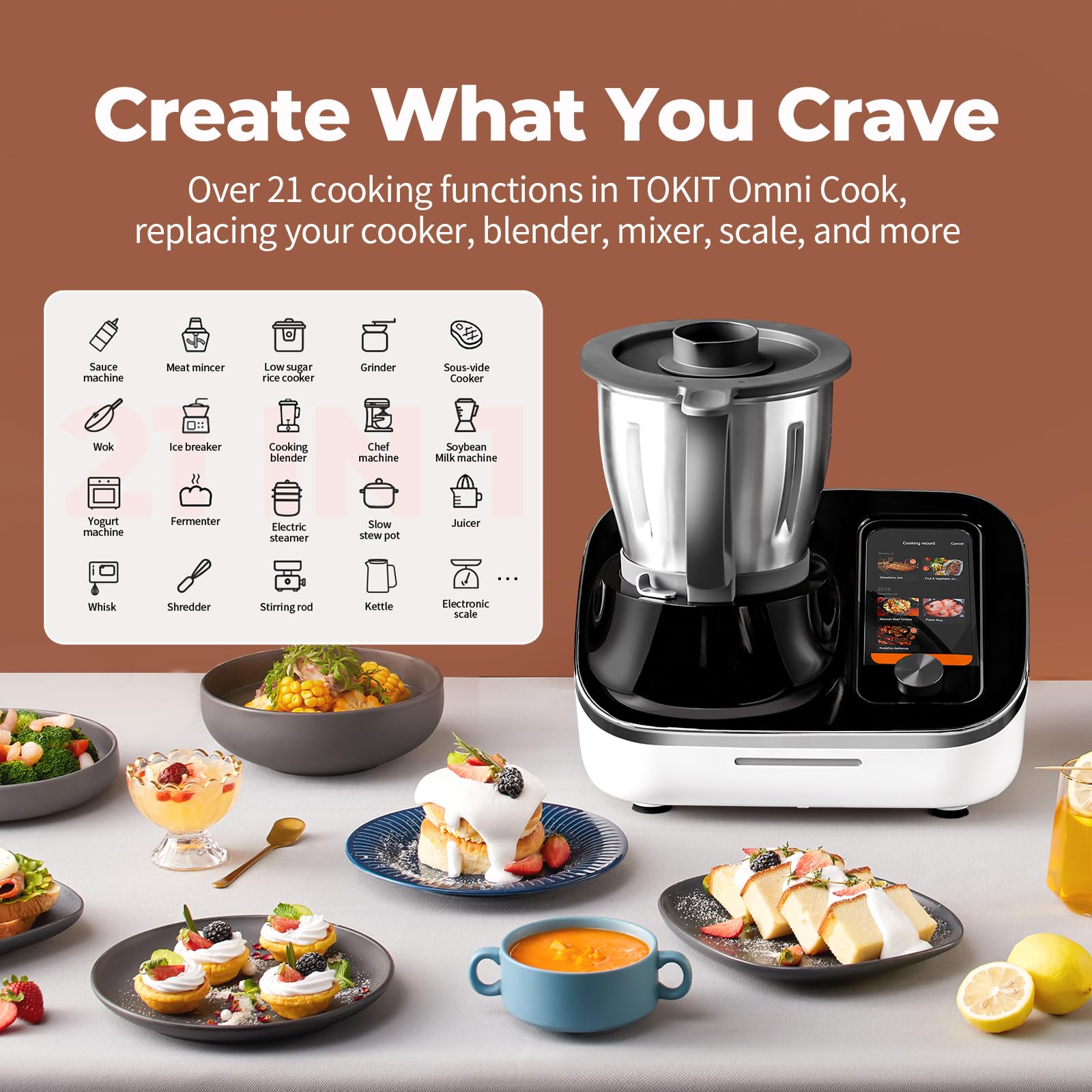 TOKIT Omni Cook C2 Chef Robot Smart Cooking Machine - Slow Cooker Stand Mixer Chopper Juicer Blender Sous-Vide Knead