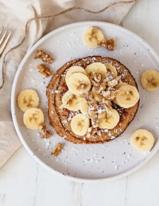 Banana Walnut Oat Pancakes 