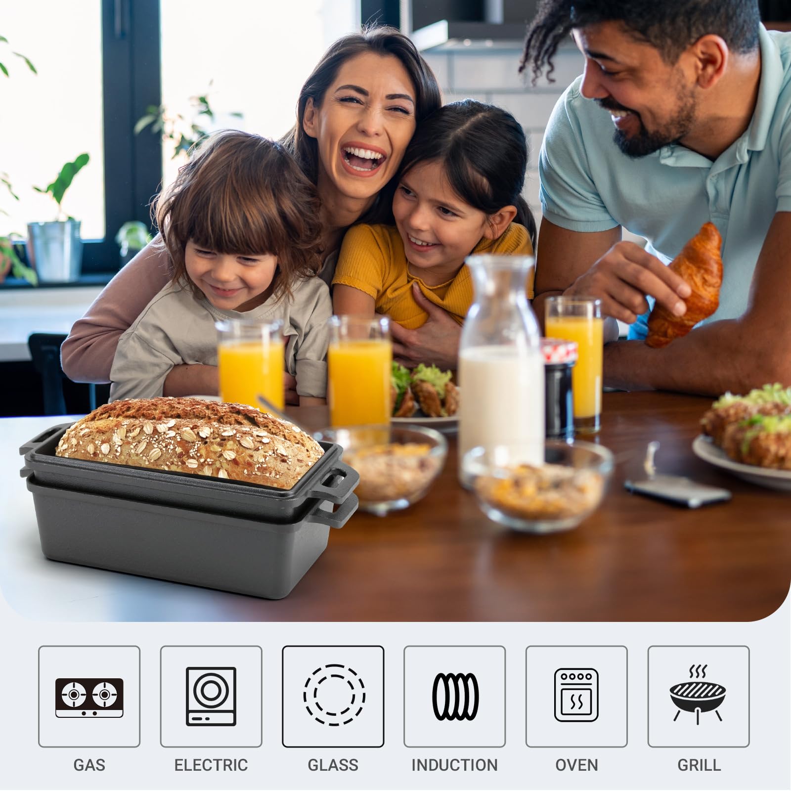 9×5 Inch Cast Iron Loaf Pan with Lid | Bread Baking Pans | Even Heat Distribution for Homemade Bread Cake Meatloaf 2