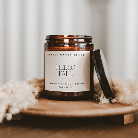Hello Fall Soy Candle - Amber Jar - 9 oz