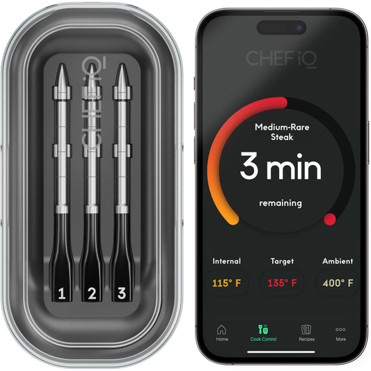 CHEF iQ Sense Smart Wireless Meat Thermometer with 3 Ultra-Thin Probes Unlimited Range Bluetooth Meat Thermometer
