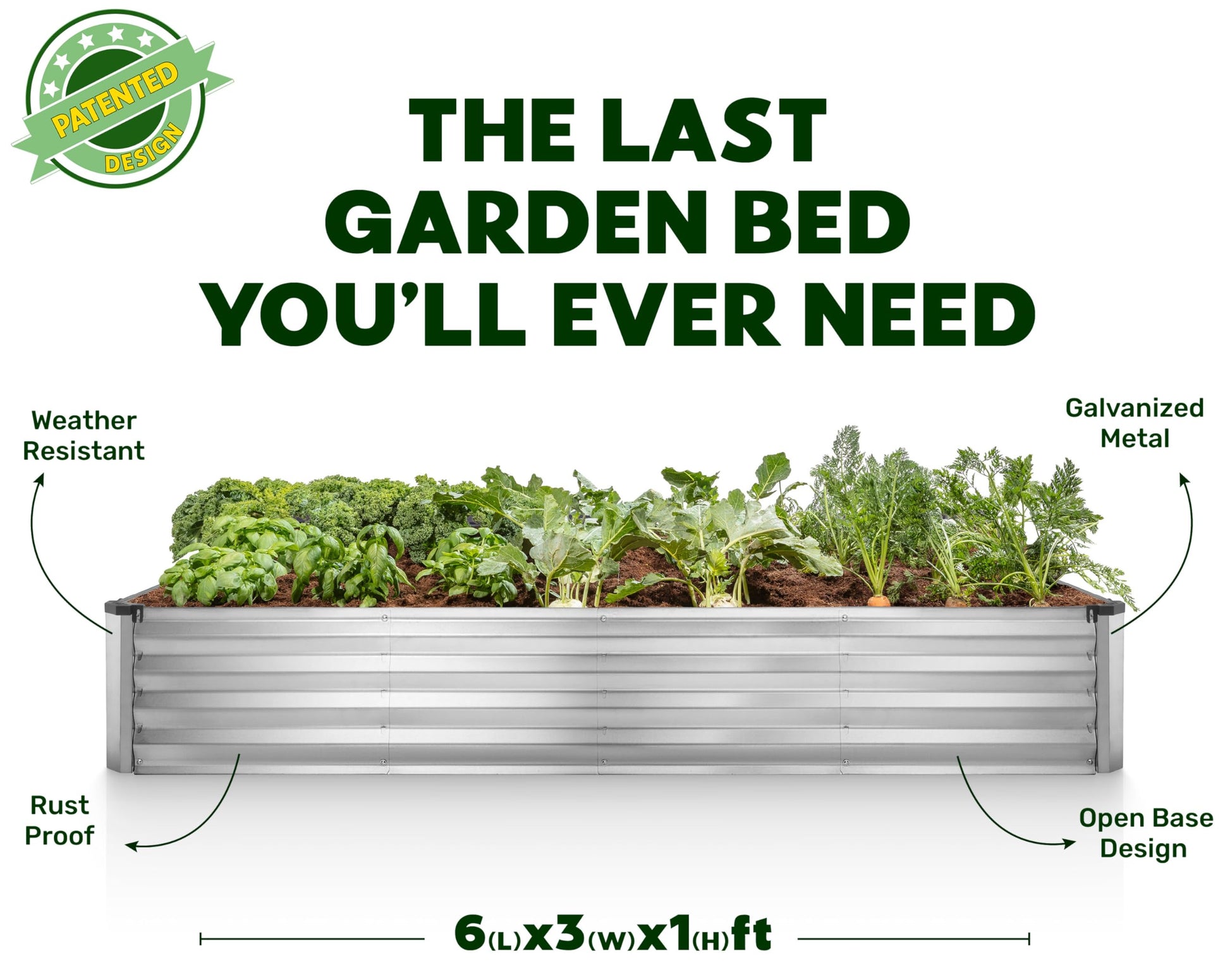 Galvanized Raised Garden Beds Outdoor // 6×3×1 ft Planter Raised Beds for Gardening Vegetables Flowers // Large Metal