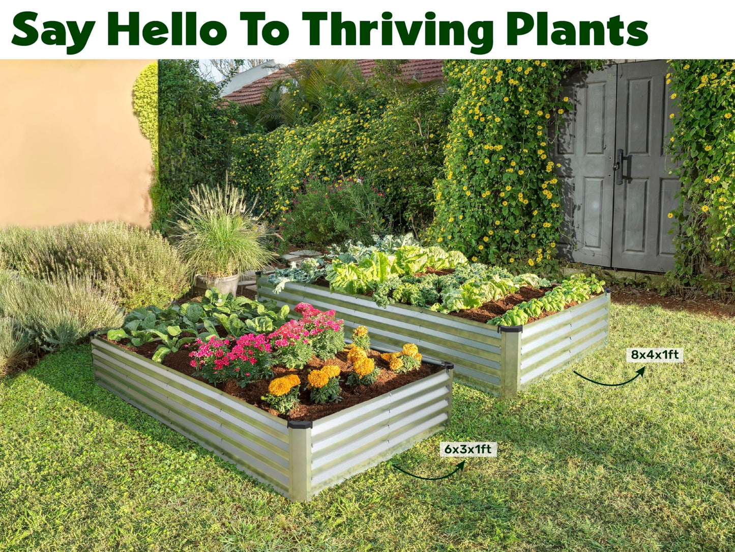 Galvanized Raised Garden Beds Outdoor // 6×3×1 ft Planter Raised Beds for Gardening Vegetables Flowers // Large Metal