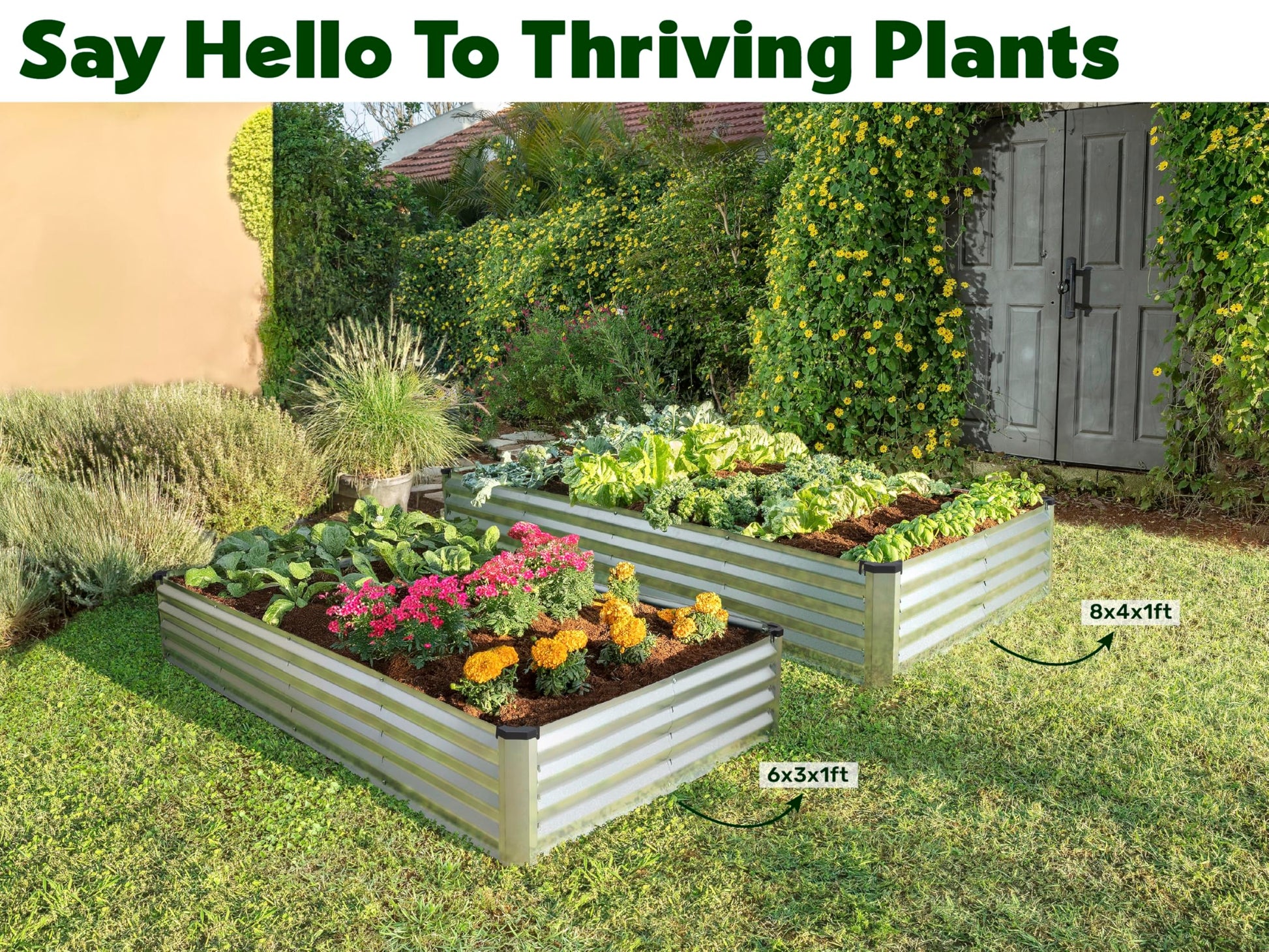Galvanized Raised Garden Beds Outdoor // 6×3×1 ft Planter Raised Beds for Gardening Vegetables Flowers // Large Metal