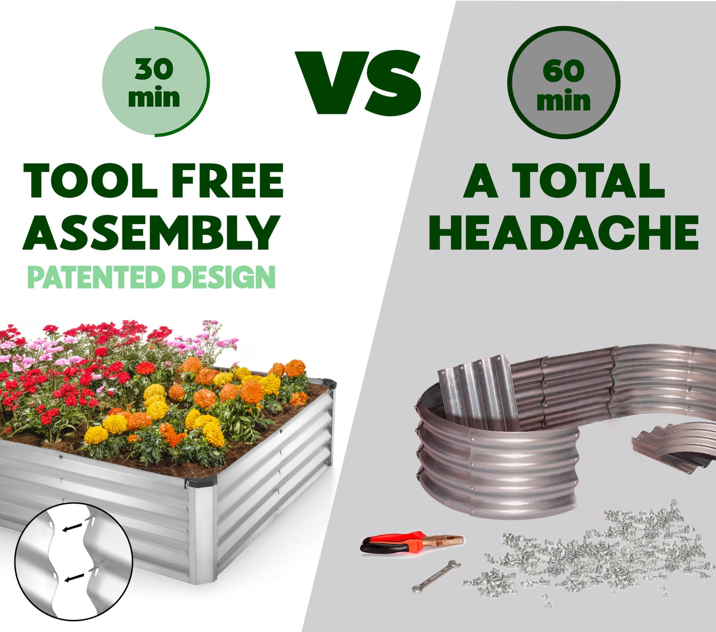 Galvanized Raised Garden Beds Outdoor // 6×3×1 ft Planter Raised Beds for Gardening Vegetables Flowers // Large Metal
