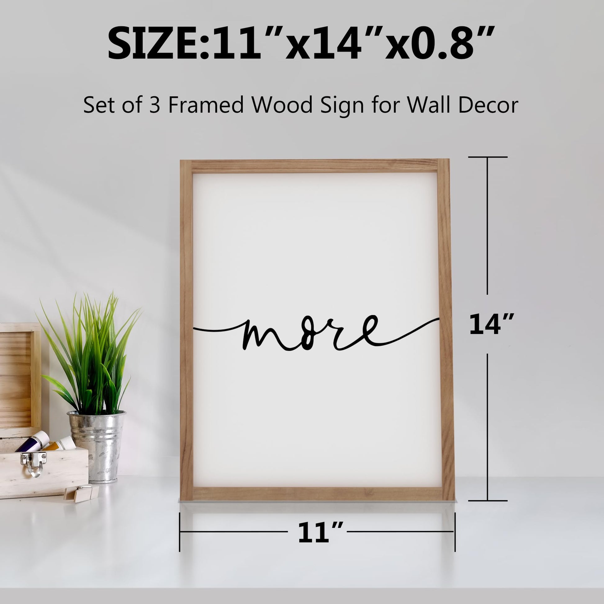 Heiple Love You More Sign Set of 3 Framed Above Bed Wall Decor Farmhouse Bedroom Decor Wood Wall Art Rustic Master