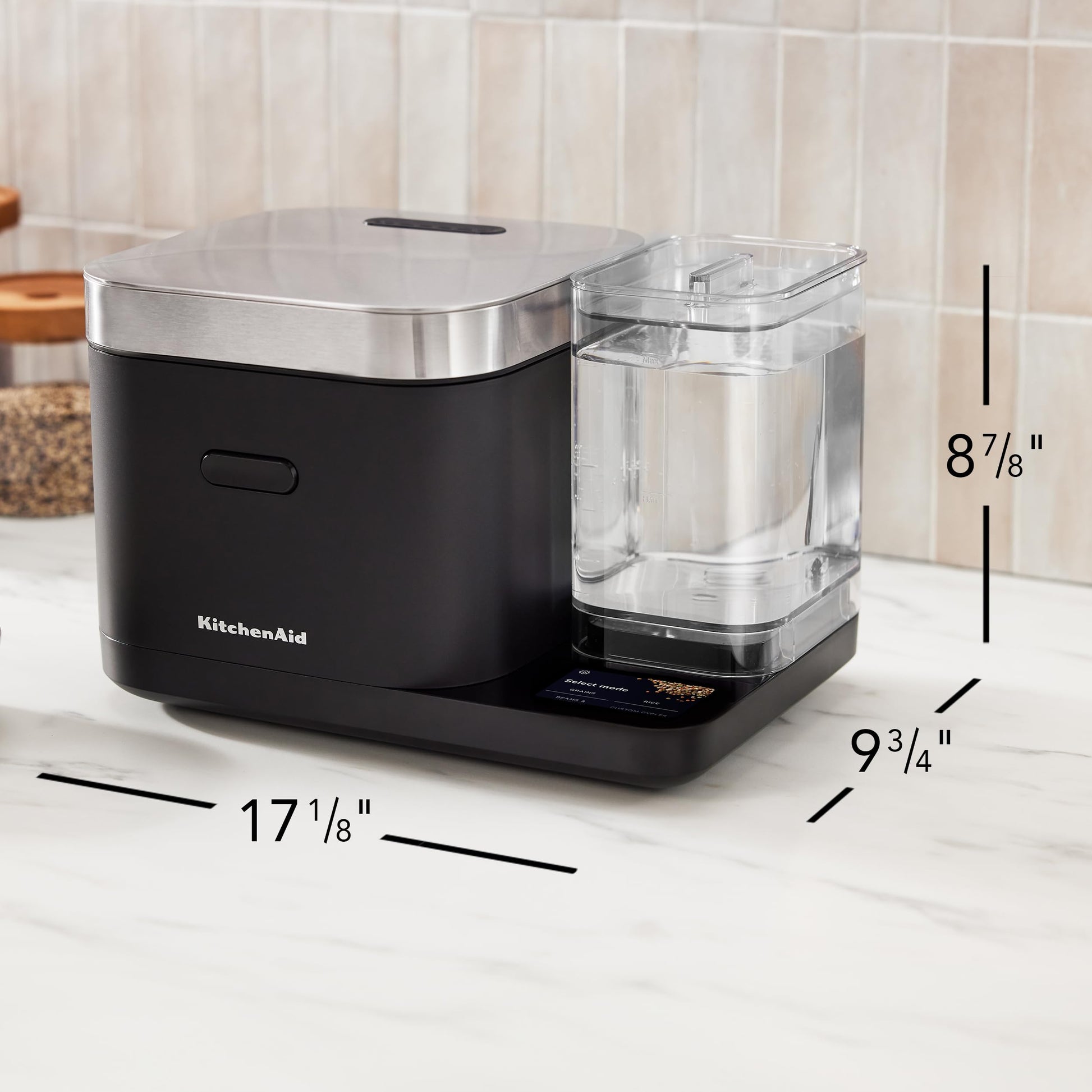 KitchenAid Grain and Rice Cooker 8 Cup with Automatically Sensing Integrated Scale + Water Tank KGC3155BM
