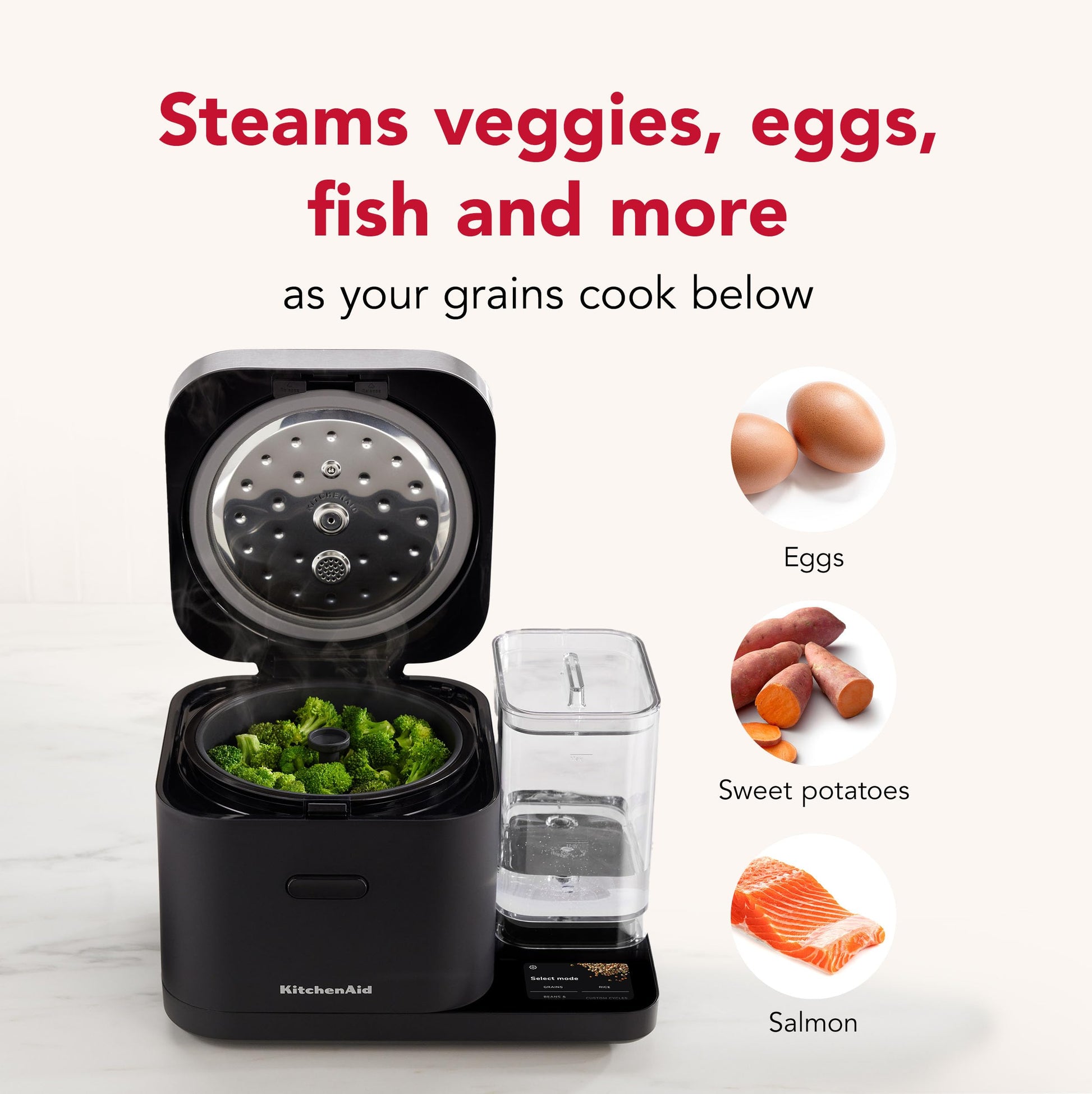 KitchenAid Grain and Rice Cooker 8 Cup with Automatically Sensing Integrated Scale + Water Tank KGC3155BM