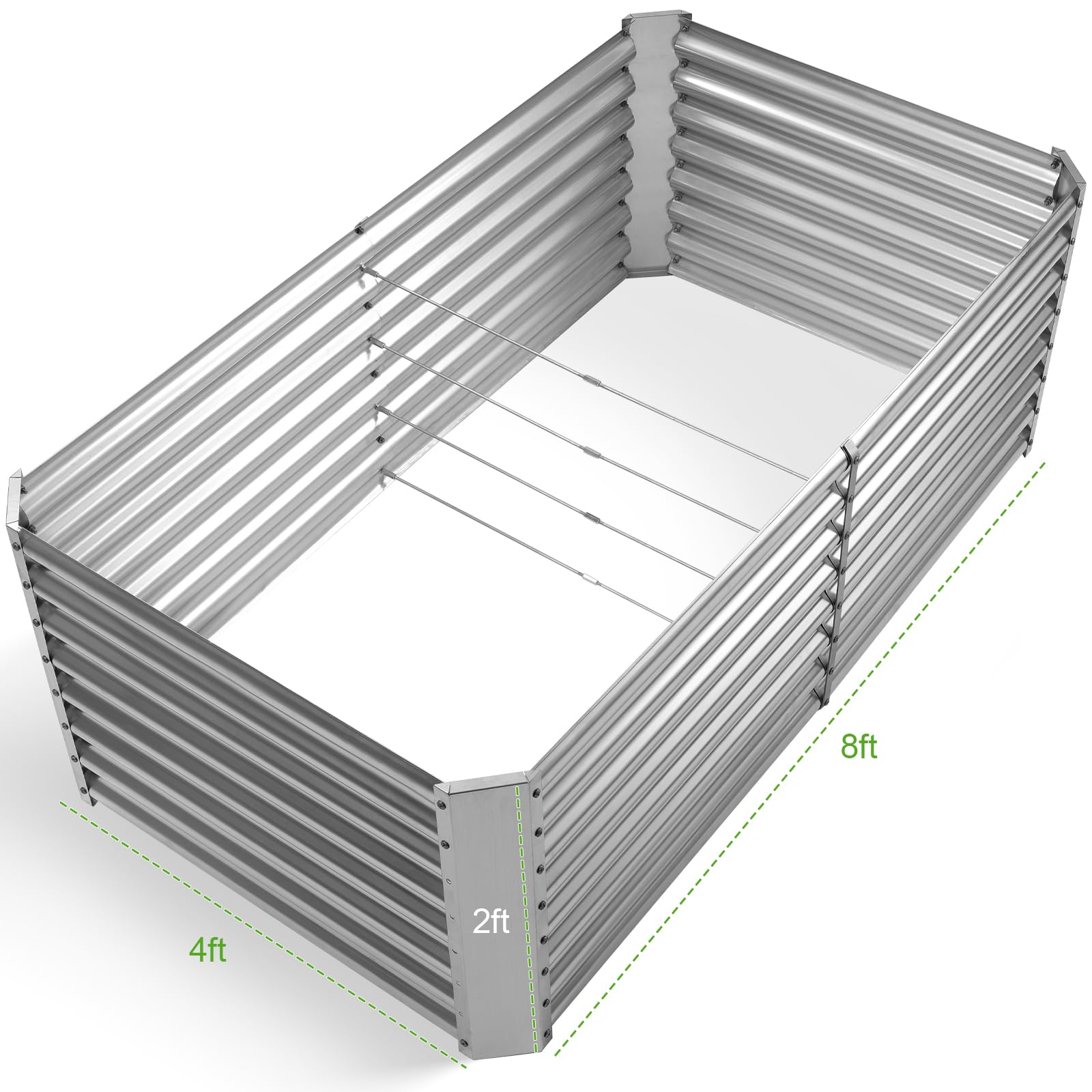 Land Guard 8×4×2 ft Galvanized Raised Garden Bed Kit Galvanized Planter Raised Garden Boxes Outdoor Large Metal Raised