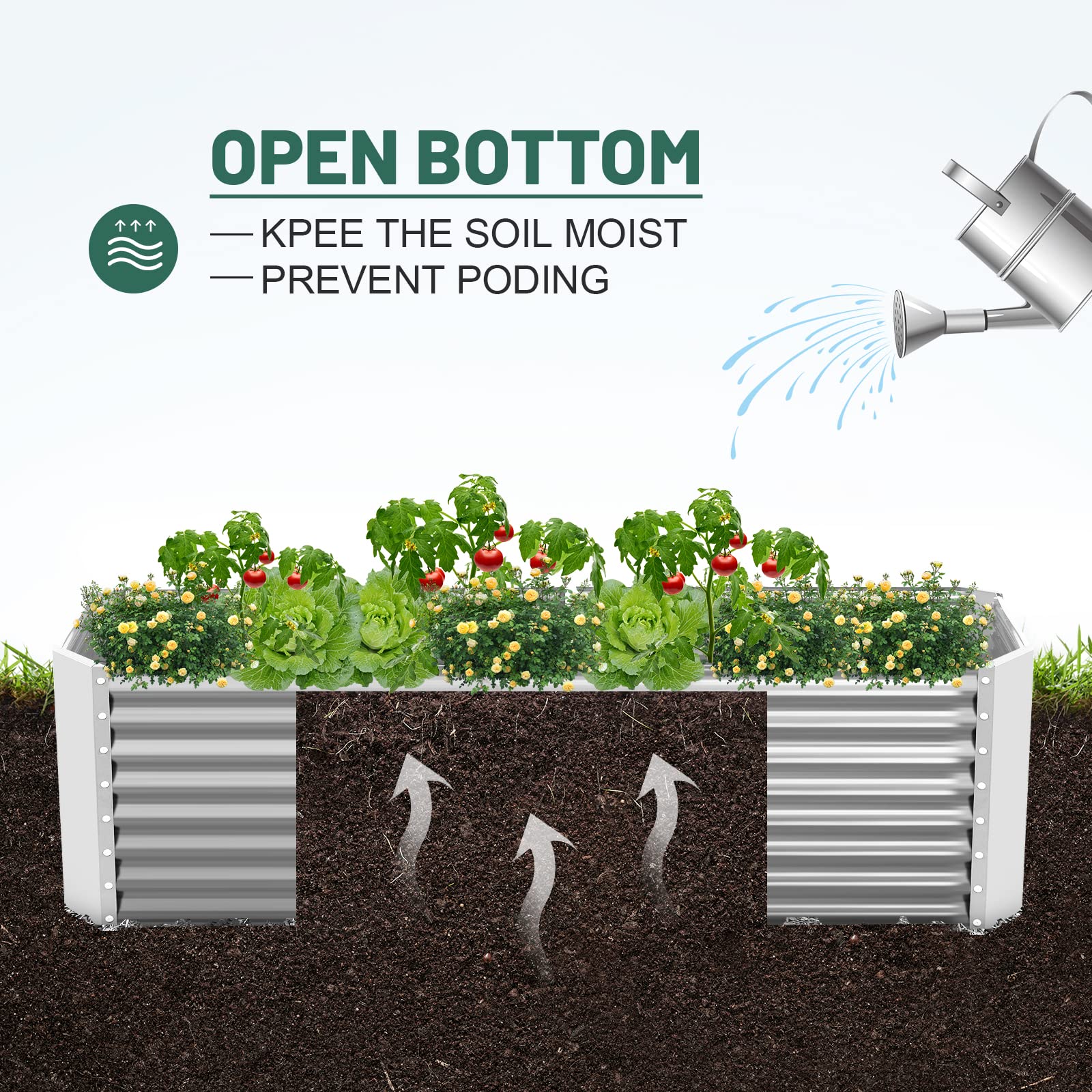 Land Guard 8×4×2 ft Galvanized Raised Garden Bed Kit Galvanized Planter Raised Garden Boxes Outdoor Large Metal Raised