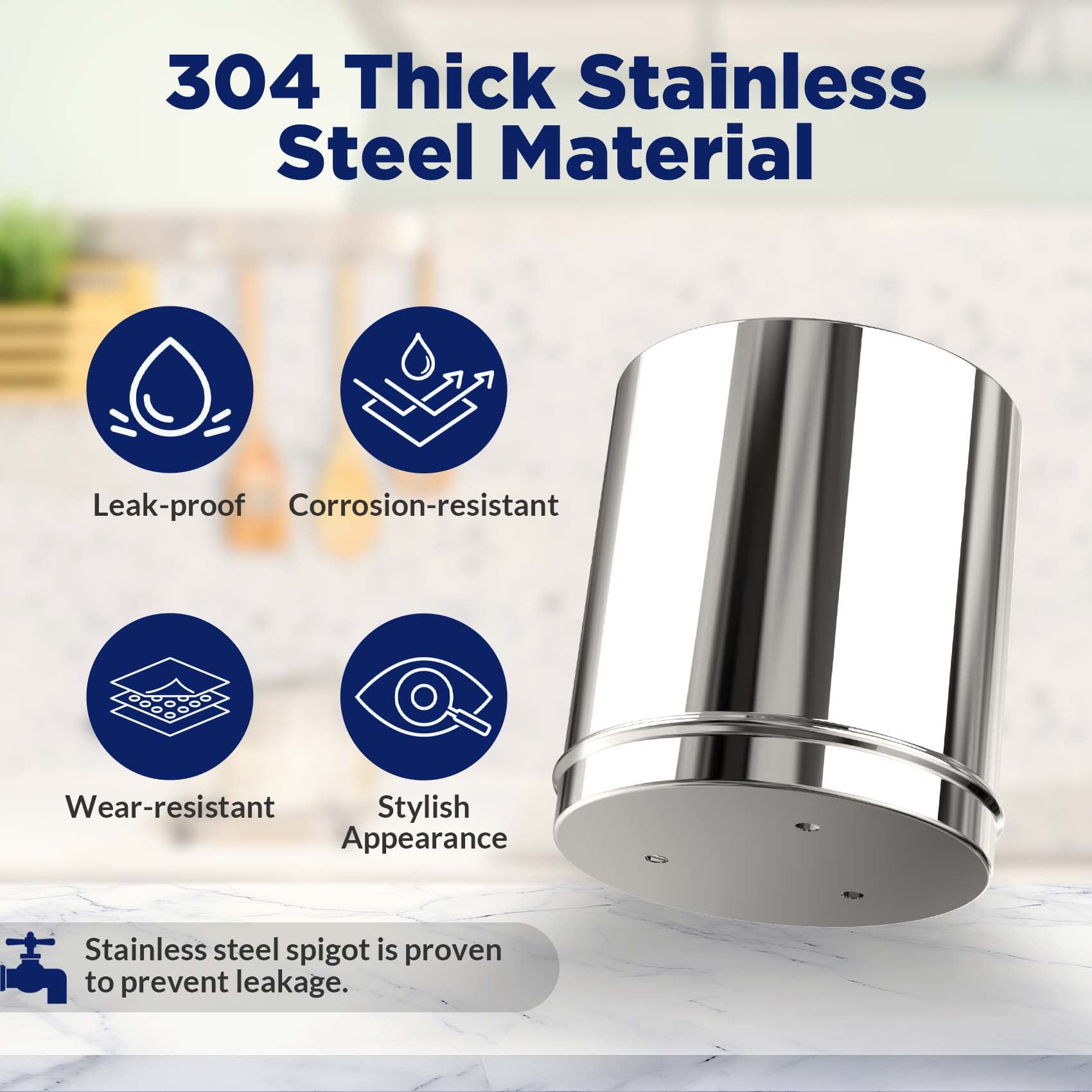 Membrane Solutions UV Countertop Water Filtration System Stainless Steel 2.25G Gravity Water Filter with 3 Pack