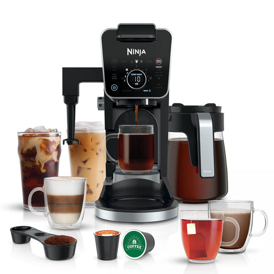 Ninja CFP301 DualBrew Pro Specialty 12-Cup Drip Maker with Glass Carafe Single-Serve for Coffee Pods or Grounds with 4