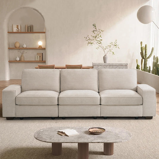 TEKAMON 100’’ Modular Sofa with Seats Storage Comfy 3-Seater Chenille Fabric Couch for Living Room Office Apart W/Deep