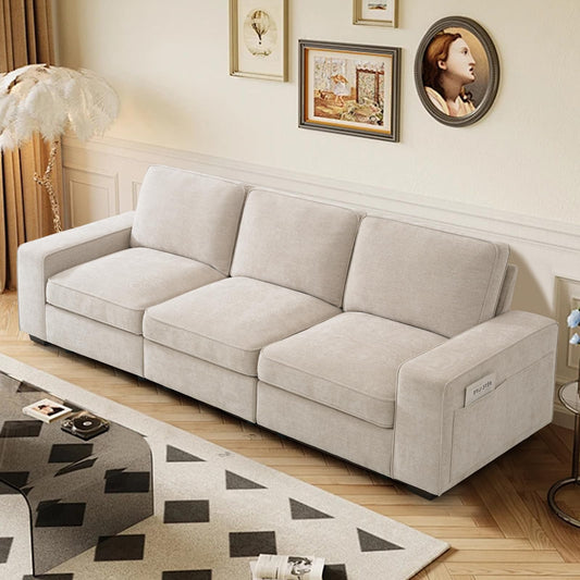 TEKAMON 100’’ Modular Sofa with Seats Storage Comfy 3-Seater Chenille Fabric Couch for Living Room Office Apart W/Deep
